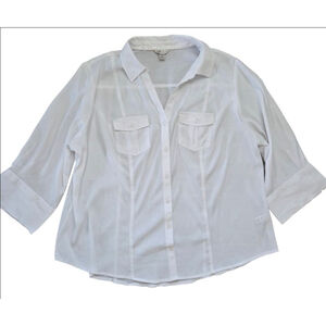 Women's Cato White Button Down Shirt Plus Size 18/20W